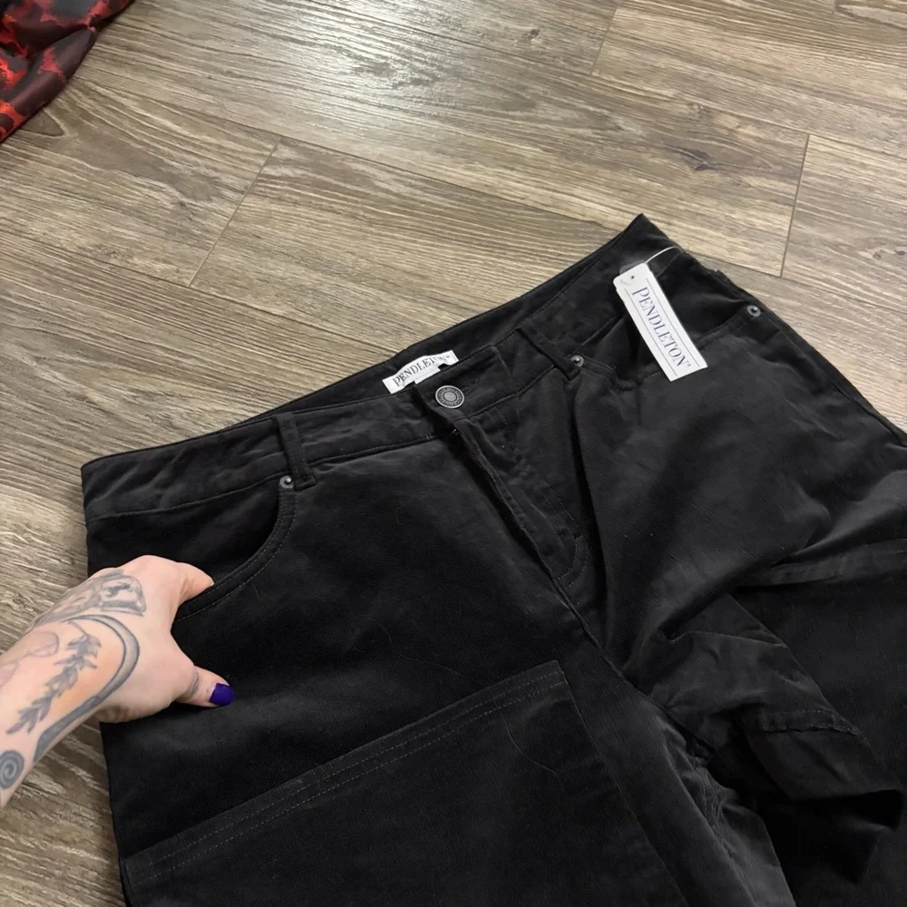 NWT Y2K Vintage Pendleton Velour Corduroy Bootcut Pants (Black) Size 14